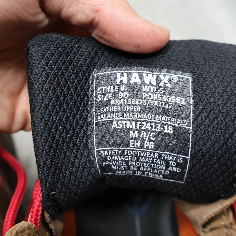 Hawx Mens 9D Work Boots Brown Leather Rugged Utility Lace Up Composite Toe WTL-5